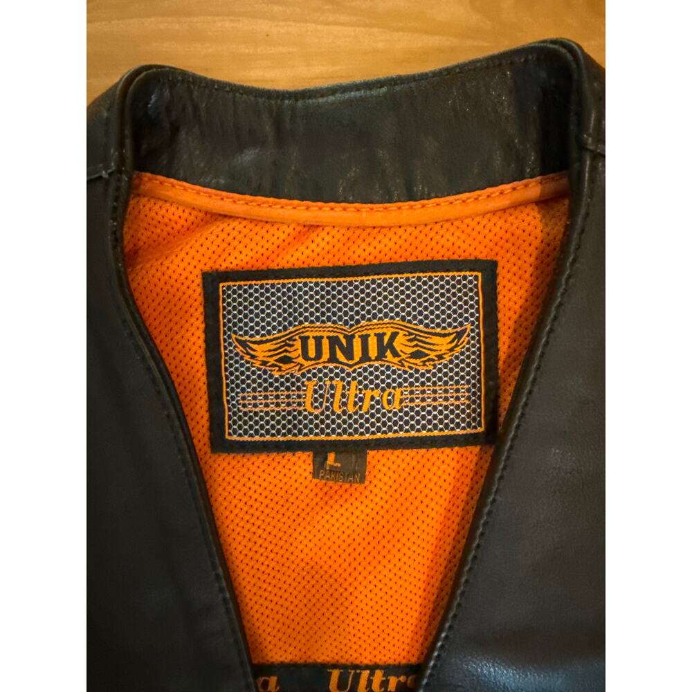 UNIK WOMEN'S MOTORCYCLE LEATHER VEST Side Laced Size Large Lined - Picture 2 of 7